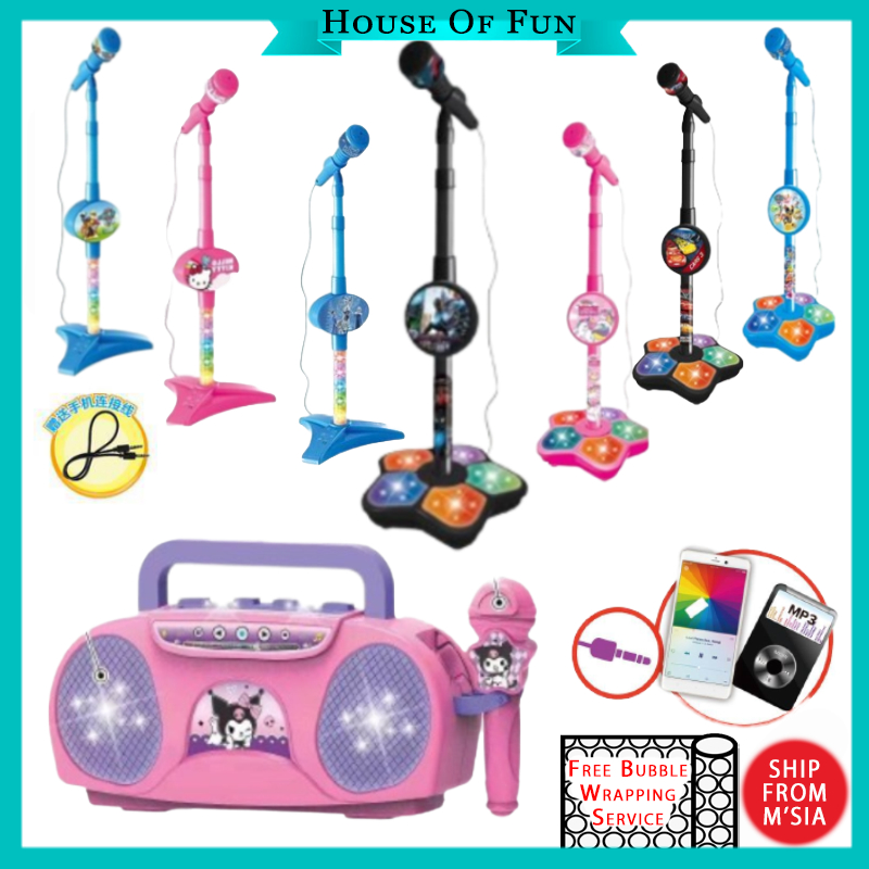 Kids Microphone Standing Kids Toys Singing Mic Toy Karaoke Mic with Light Musical Toys Mainan Budak Perempuan Murah