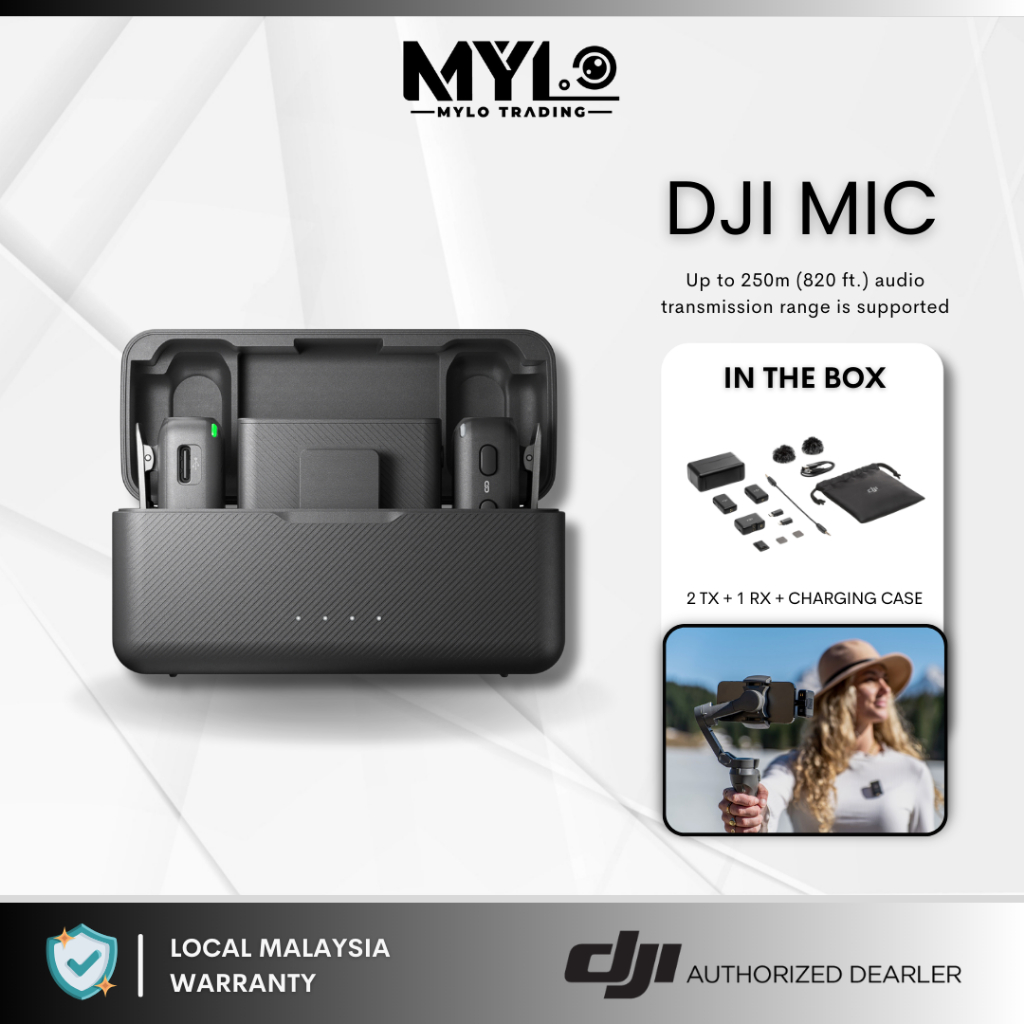 DJI Mic (2 TX + 1 RX + Charging Case) | 2-Person Compact Digital Wireless Microphone System & Recorder for Camera