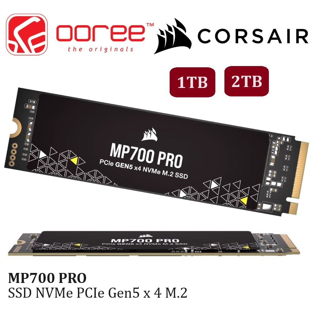 Corsair MP700 PRO INTERNAL SSD M.2 2280 NVMe PCIe Gen5 x4 3D NAND TLC UP TO R/W 12,400/11,800 MB/S /