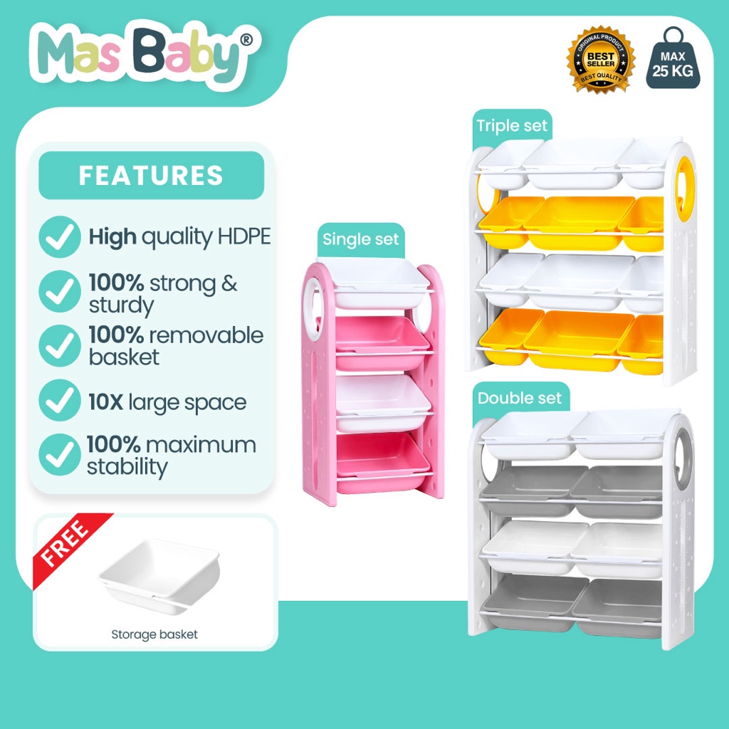 Mas Baby Multipurpose Storage Box Toys Organizer Rak Mainan Kanak Large Shelves Racks 玩具收纳