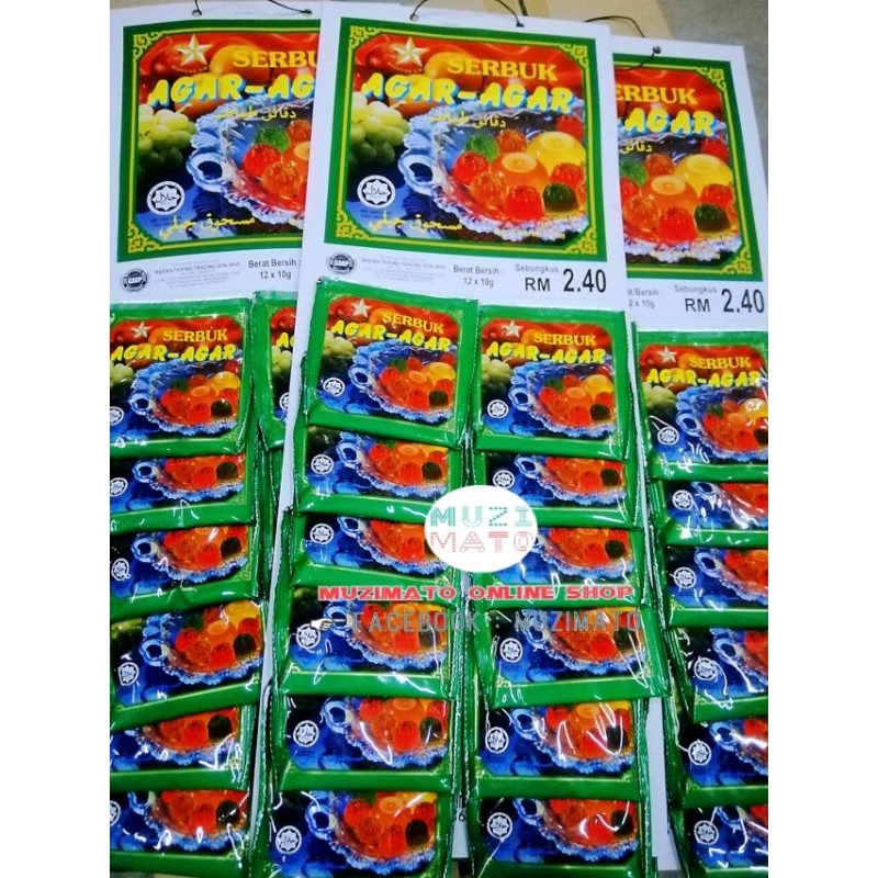 Serbuk agar agar cap Bintang 10g (Halal)/Agar agar powder star brand 10g (Clear)