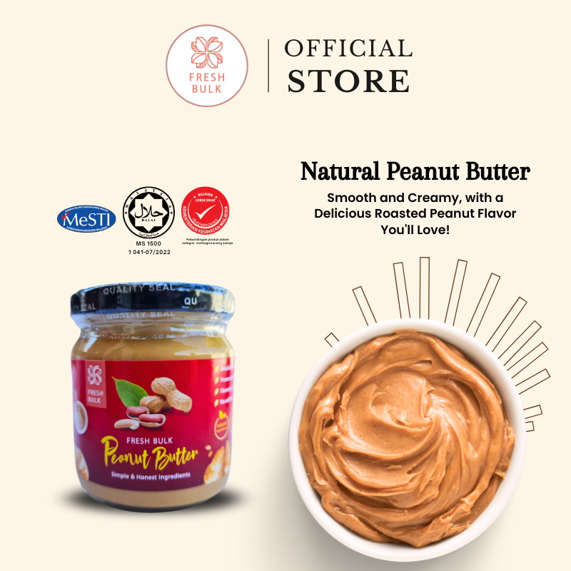 Fresh Bulk Smooth Natural Peanut Butter | No sugar | No Preservative | No additive | Mentega Kacang Halal | Jam