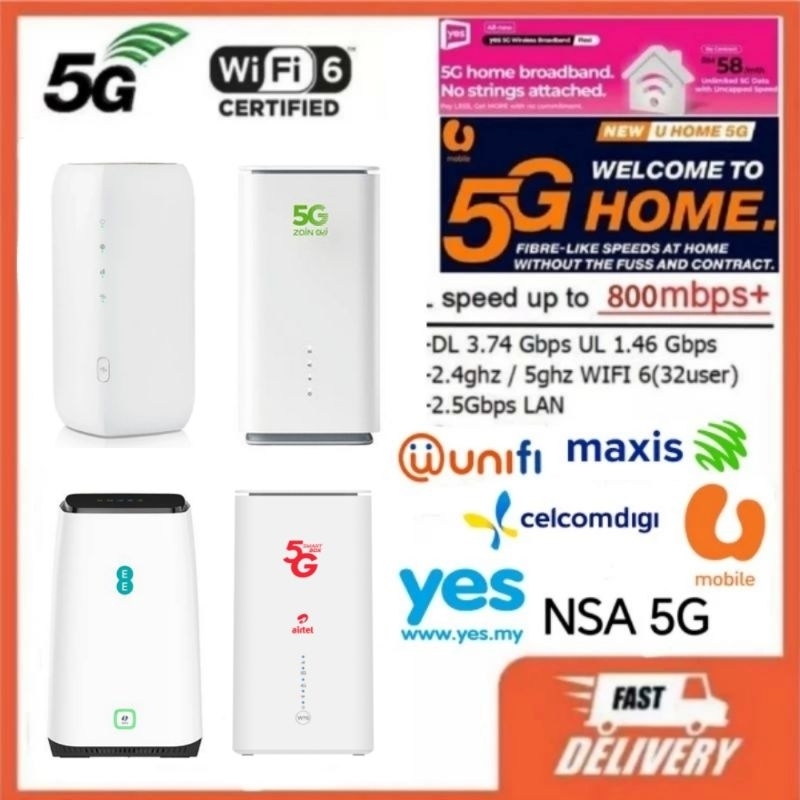 5G Umobile Yes NR5103E OPPO T1A Modem X25PRO EE / 3UK Network Dual band Wifi 6 Portable Router