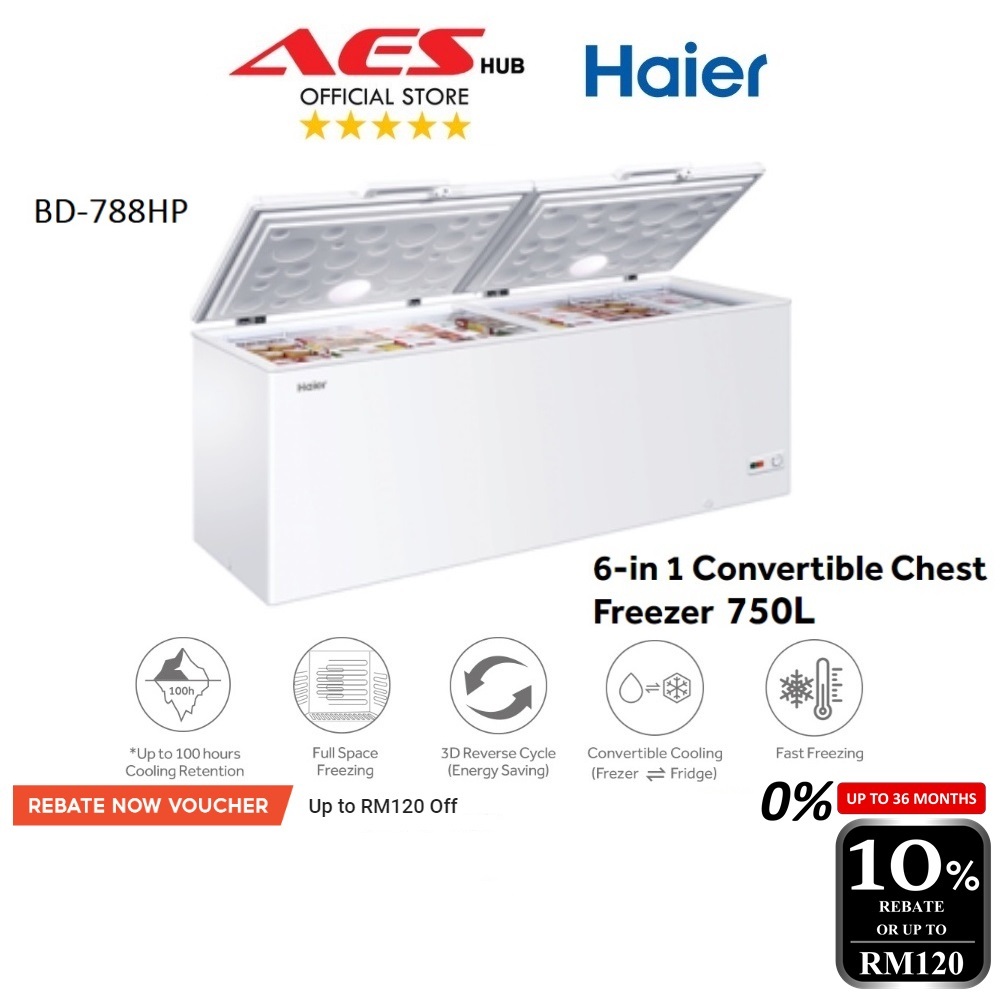 CAN SETUP Haier Chest Freezer 332L 450L 535L 750L Peti Freezer Deep Freezer Peti Sejuk Beku Frezer Frozen Food BD-568HP