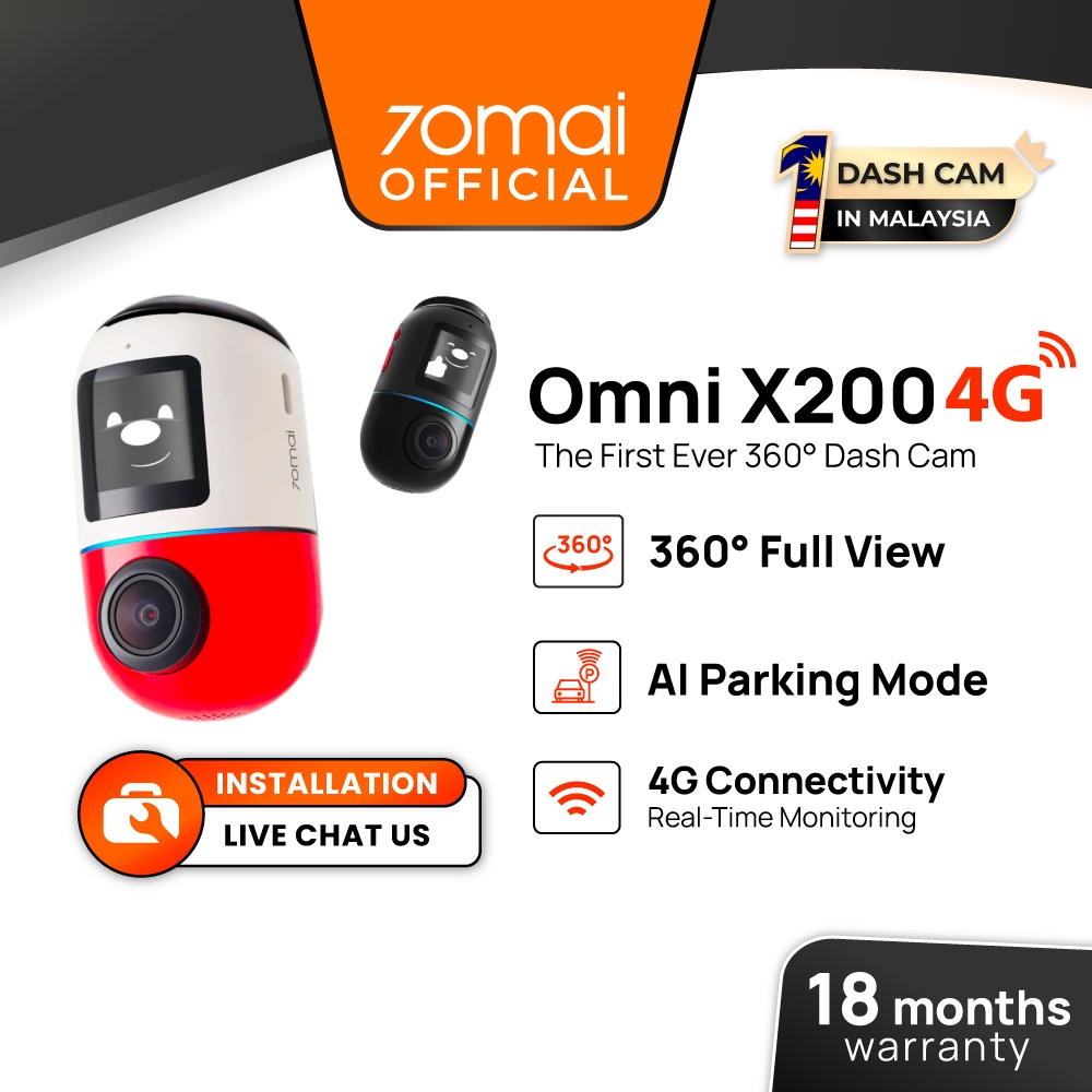 70mai Omni 360° Dash Cam X200 with 4G GPS AI Parking Surveillance