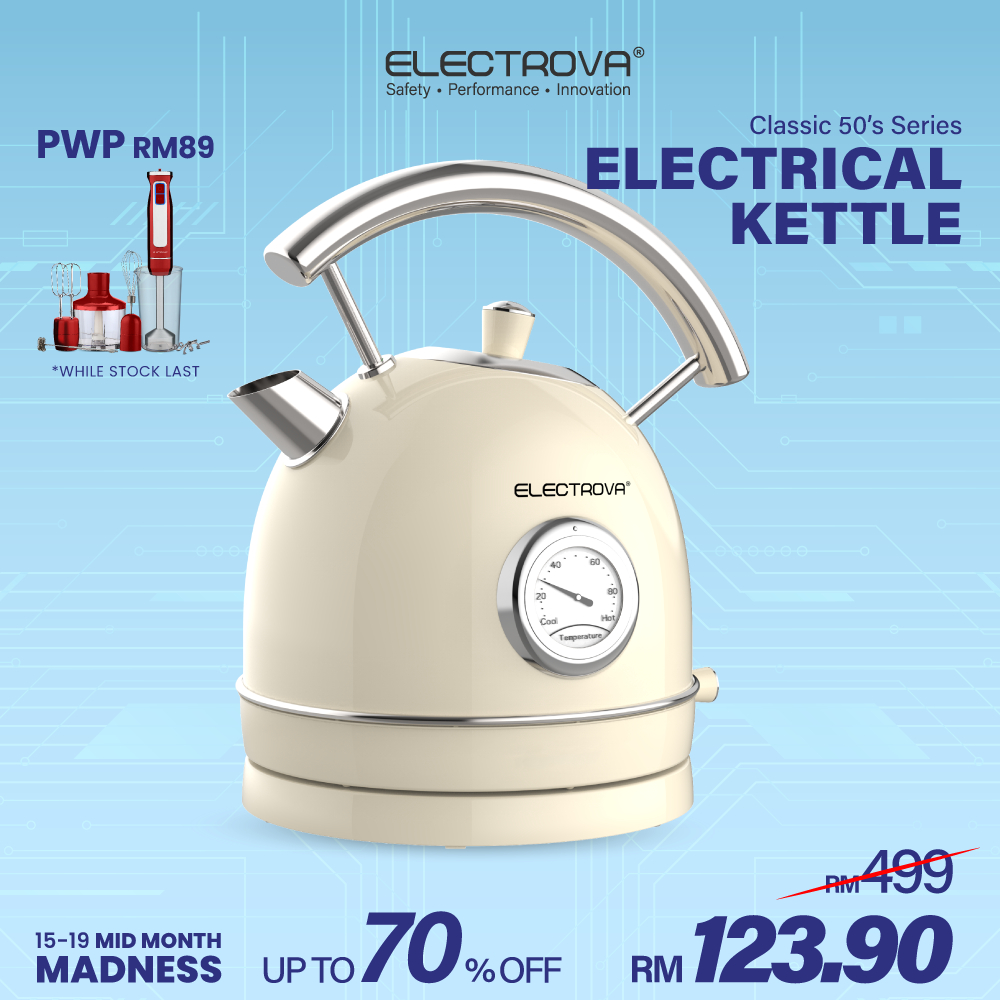 Electrova Classic 50's Series Stainless Steel Electric Kettle (1.8L)