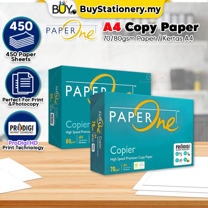 PaperOne A4 Paper 450 Sheet 70gsm 80gsm -(REAM) Kertas A4 White Photostate Paper Fotostat Paper One