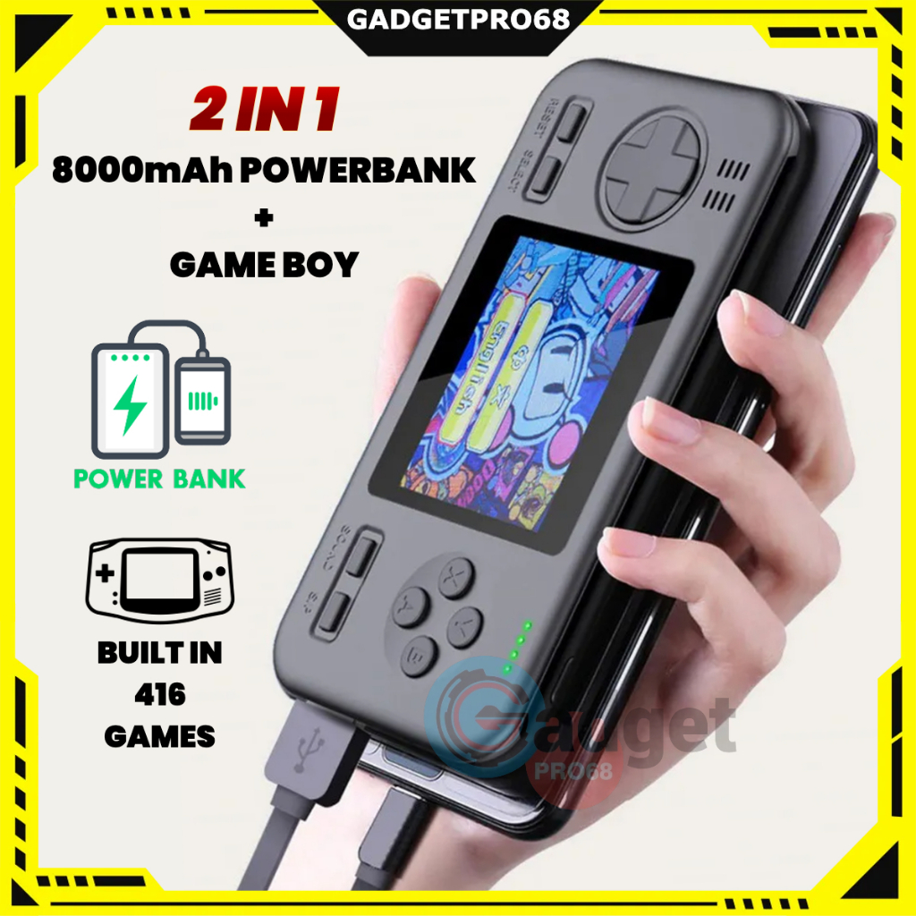 8000mAh + Powerbank Handheld 416 Games Console Mario Retro Gameboy Classic Mini Portable Power Bank Angry Bird Brick PVP