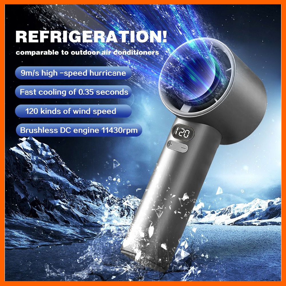 120 Speed Handy Mini Fan Kipas Tangan Cooling Fan Handheld Fan Kipas Mini Bladeless Fan Digital Display USB Charging Fan