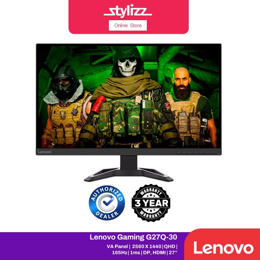 LENOVO GAMING MONITOR G27-20 FHD 144hz 3ms / G27Q-30 QHD 1ms 165hz - 27" Inch VA Panel, 99% sRGB, DP