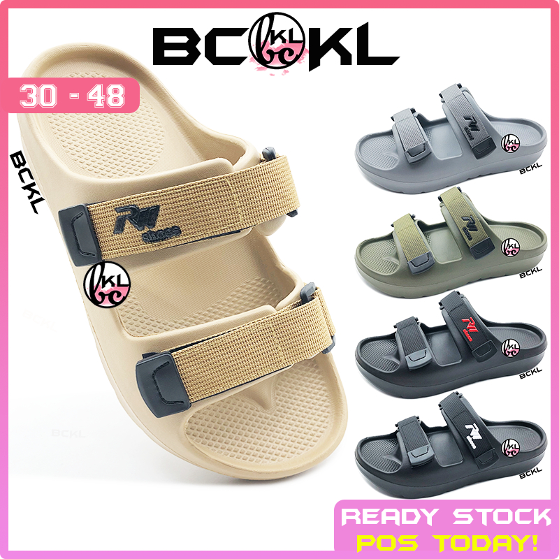 【 BCKL 】Family's Teenager Trendy Double Tape Slides Shoes | XL Men Kids EVA Slippers | Selipar Lelaki Slides Raya 30-48