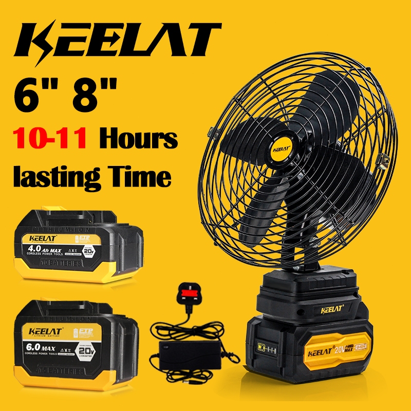 KEELAT 6/ 8/10 Inch Portable Camping Fan Cordless Rechargeable Fan Kipas Bateri Tahan Lama Mini Fan Battery Outdoor