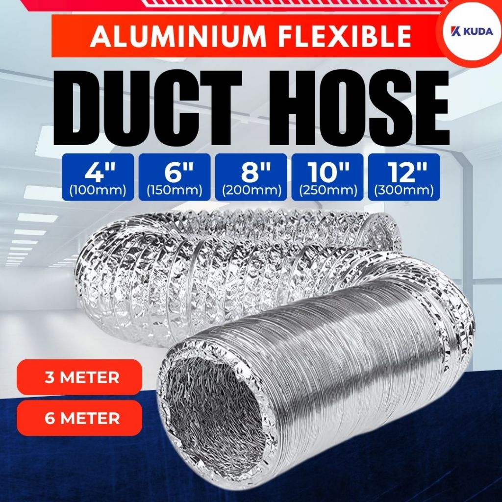 ALUMINIUM COOKER HOOD EXHAUST FLEXIBLE DUCTING HOSE (4" / 6'' / 8"/10"/12")