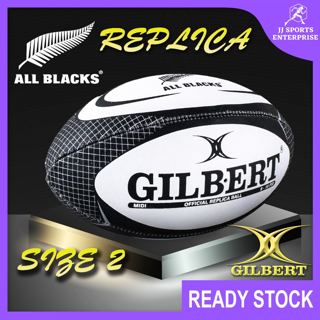 Gilbert All Blacks Midi Rugby Ball (Size 2) Bola Ragbi