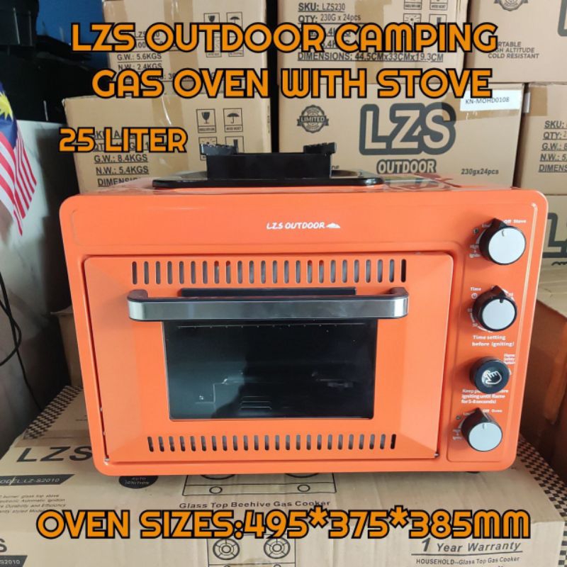 25L LZS OUTDOOR Camping Gas Oven With Stove Portable Oven Stove Double Butane