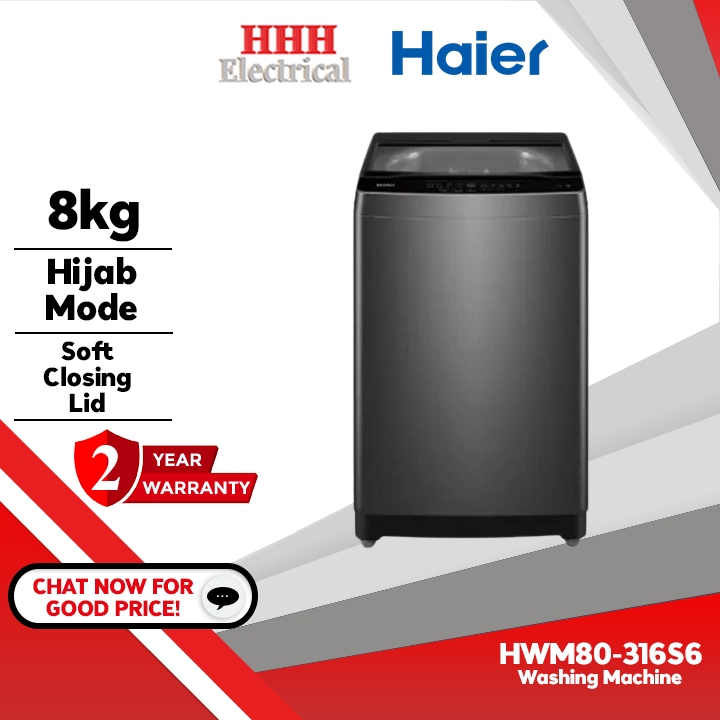 Haier 8kg Top Load  Washing Machine HWM80-316S6 Mesin Basuh Pencuci Pakaian Automatik with Pillow Drum System Hijab Mode