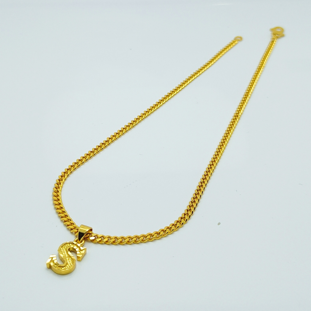 Rantai Leher Perempuan dan Loket Huruf Emas Korea Gold Plated Women Necklace and Pendant Alphabet