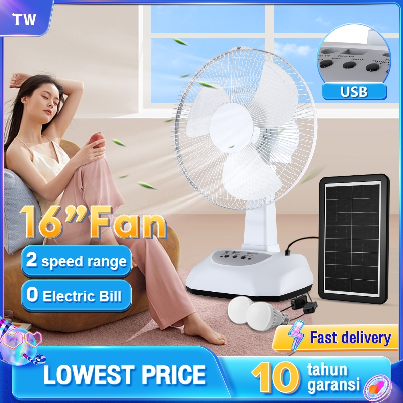 【In Spot】16 Inch New Solar Fan DC Fan Large Wind Portable Fan DesktopUltra Long Battery Life Rechargeable Fan Outdoor