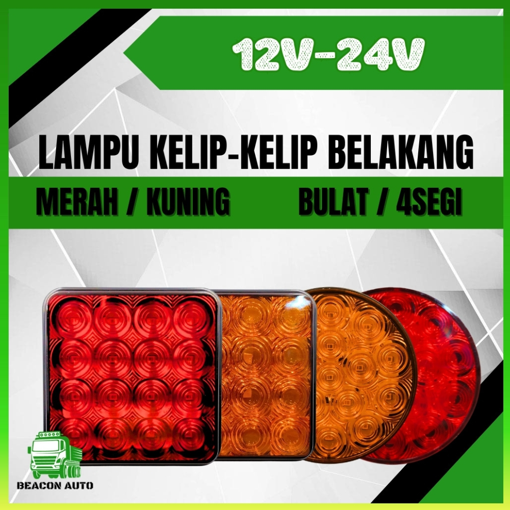 WESHOW Beacon Aksesori Lori Kelip-Kelip Merah Bulat Petak Lampu Truck LED Emergency 12V 24V Flashing Lamp Aksesori Lori