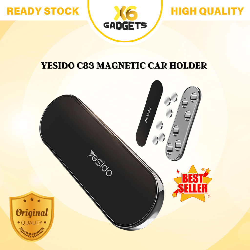 [ READY STOCK ] YESIDO C55 / C83 MAGNET CAR HOLDER MINI DESIGN 6PCS MAGNETS ZINC ALLOY MOBILE WALL HOLDER