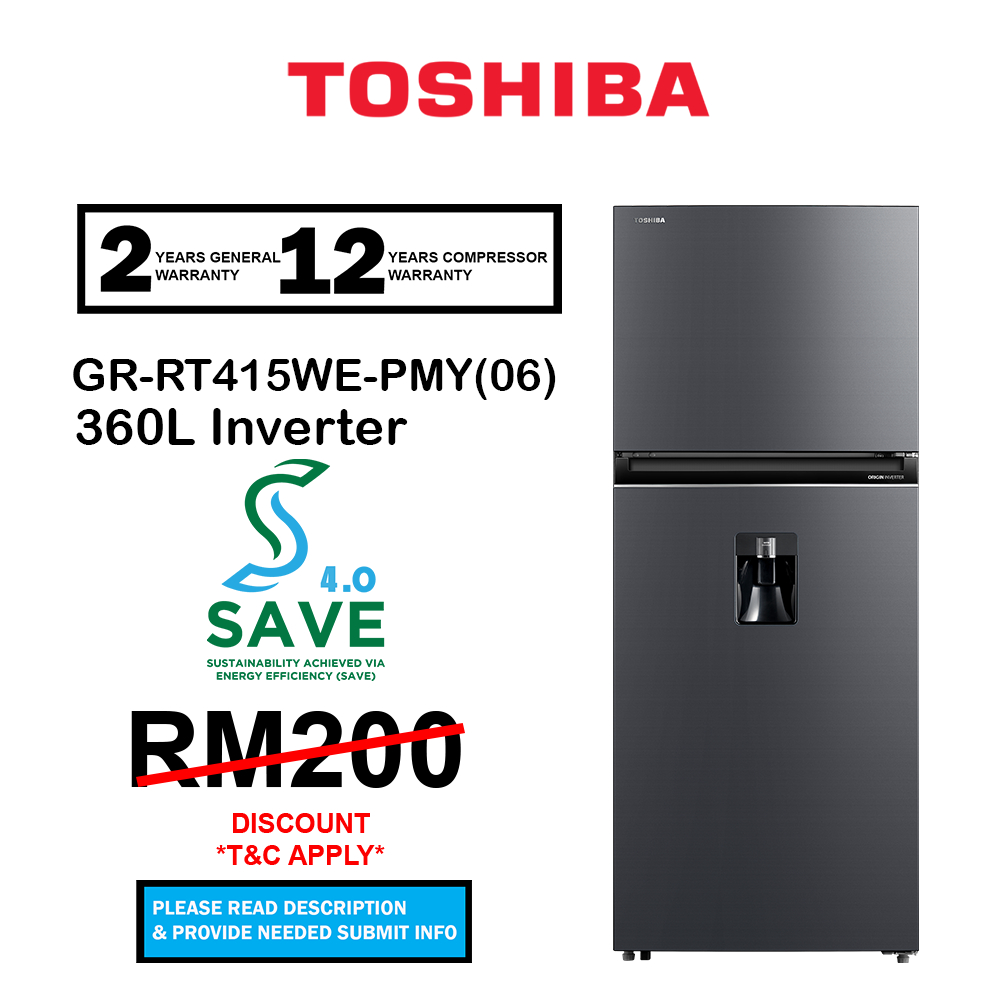 (SAVE 4.0)Toshiba 360L / 400L Fridge Inverter Fridge Refrigerator GR-RT415WE-PMY(06) / GR-RT465WE-PMY(06) (Morandi Grey)