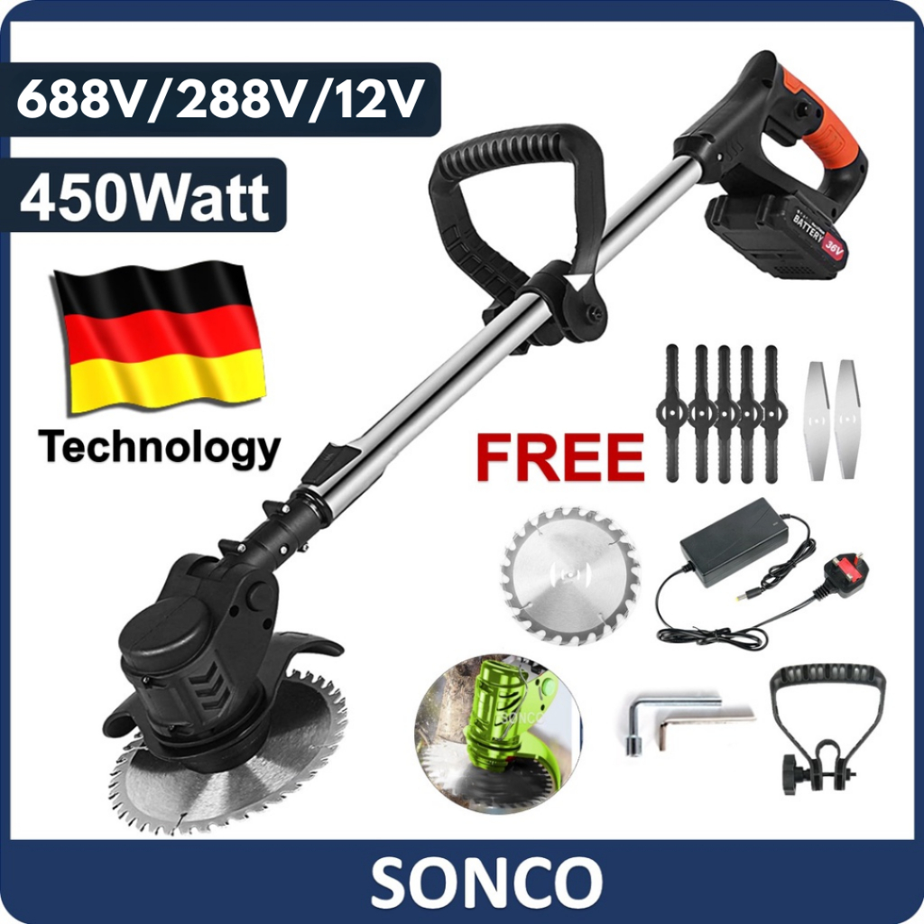 688V/288V/12V SONCO Mesin Rumput Bateri Cordless Grass Cutter Electric Lawn Mower Mesin Potong Rumput Moden Battery