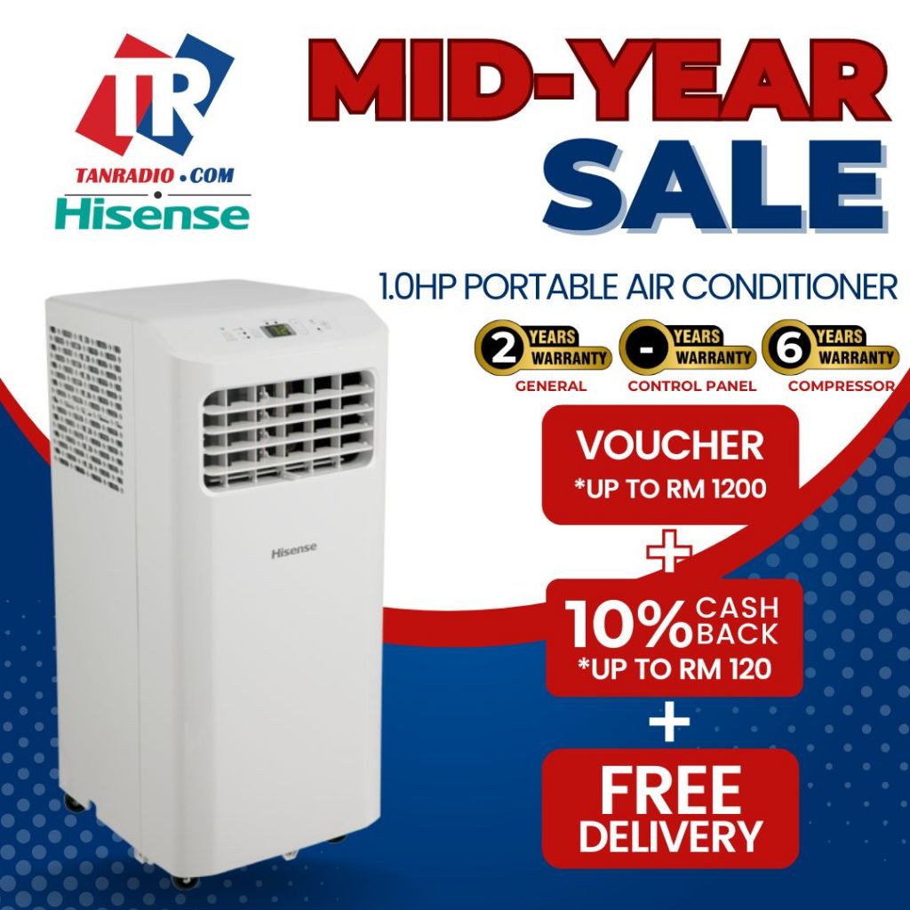 【MID YEAR SALE + FREE SHIPPING】Hisense Portable Air Conditioner (1HP/1.5HP) AP09KVG