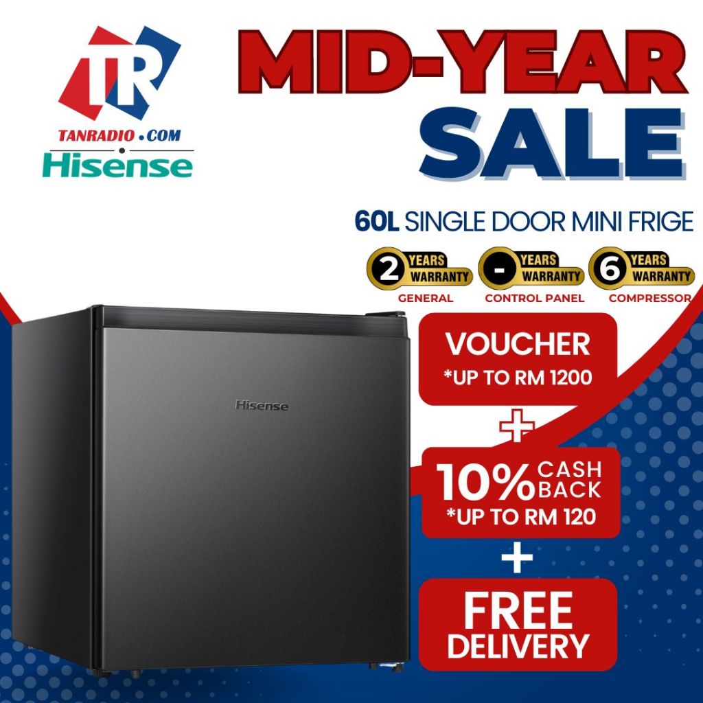 【MID YEAR SALE】Hisense 60L Mini Bar Fridge Black Refrigerator RR60D4ABN 冰箱 PETI SEJUK