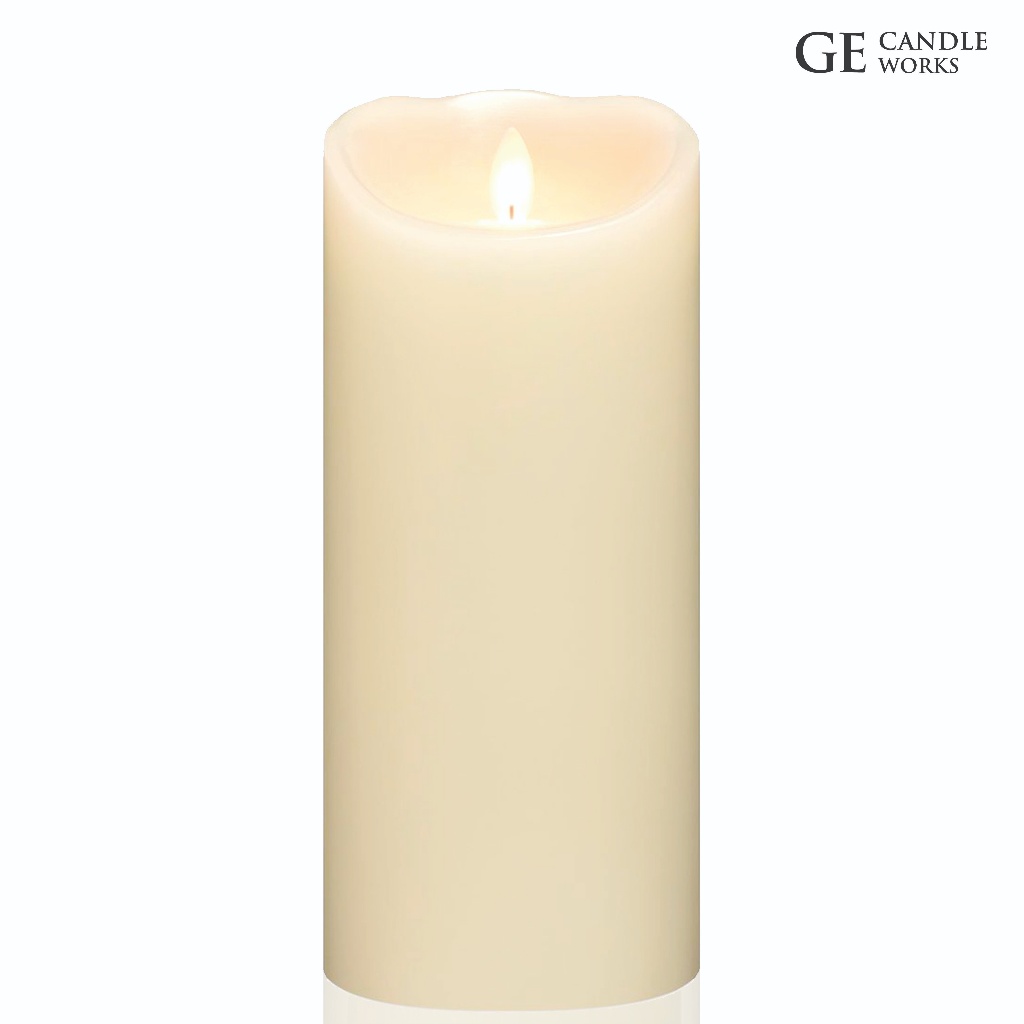 GE Candle Works Flickering LED Flameless Real Wax Candles *22.5cm Height x 7.5cm Diameter*