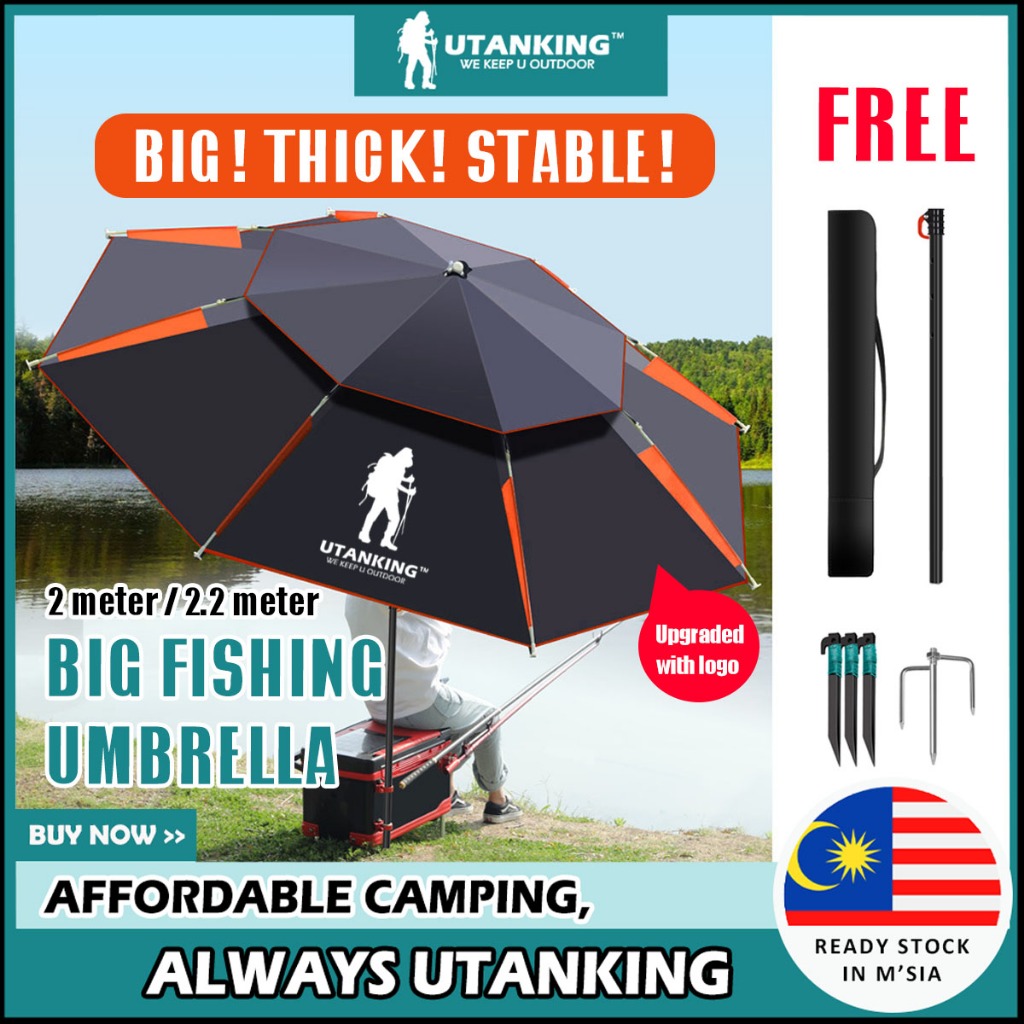 UtanKing™ Big Fishing Umbrella Camping Khemah Payung Memancing Besar Beach Rainproof UV Sun Shade