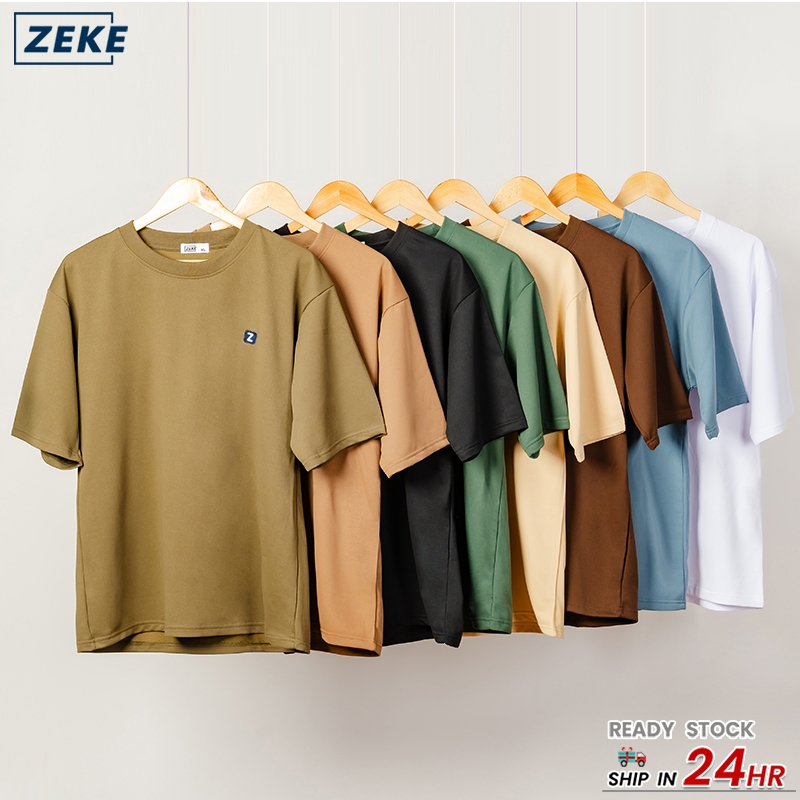 ZEKE Embroidered Logo T-shirt Men Short Sleeve Tops Lelaki Lengan Pendek Baju tshirt
