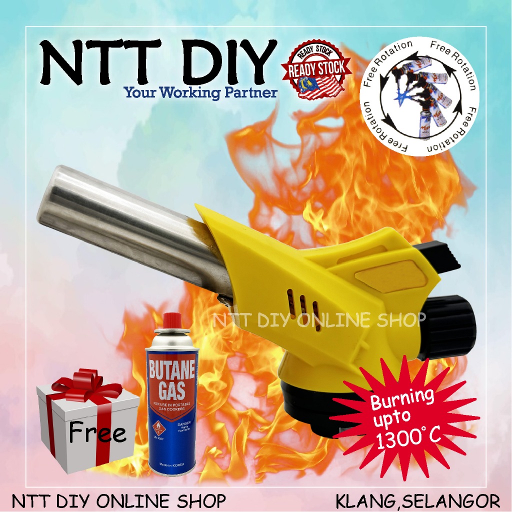 NTT DIY 360 Degrees Picnic Barbecue Spray Gun Blow Torch Butane Gas Flamethrower Burner Welding Auto Ignition Soldering