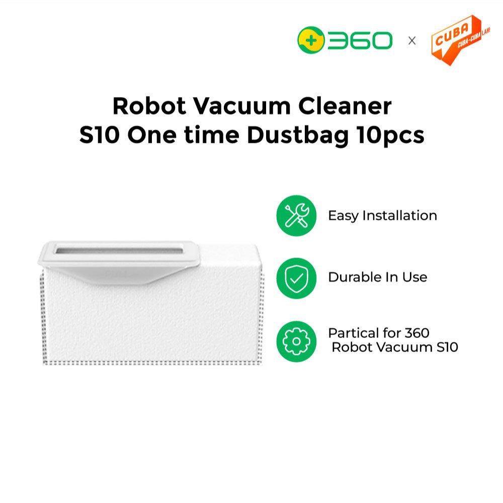 360 ROBOT VACUUM CLEANER S10 DISPOSABLE DUST BAG 10 PCS