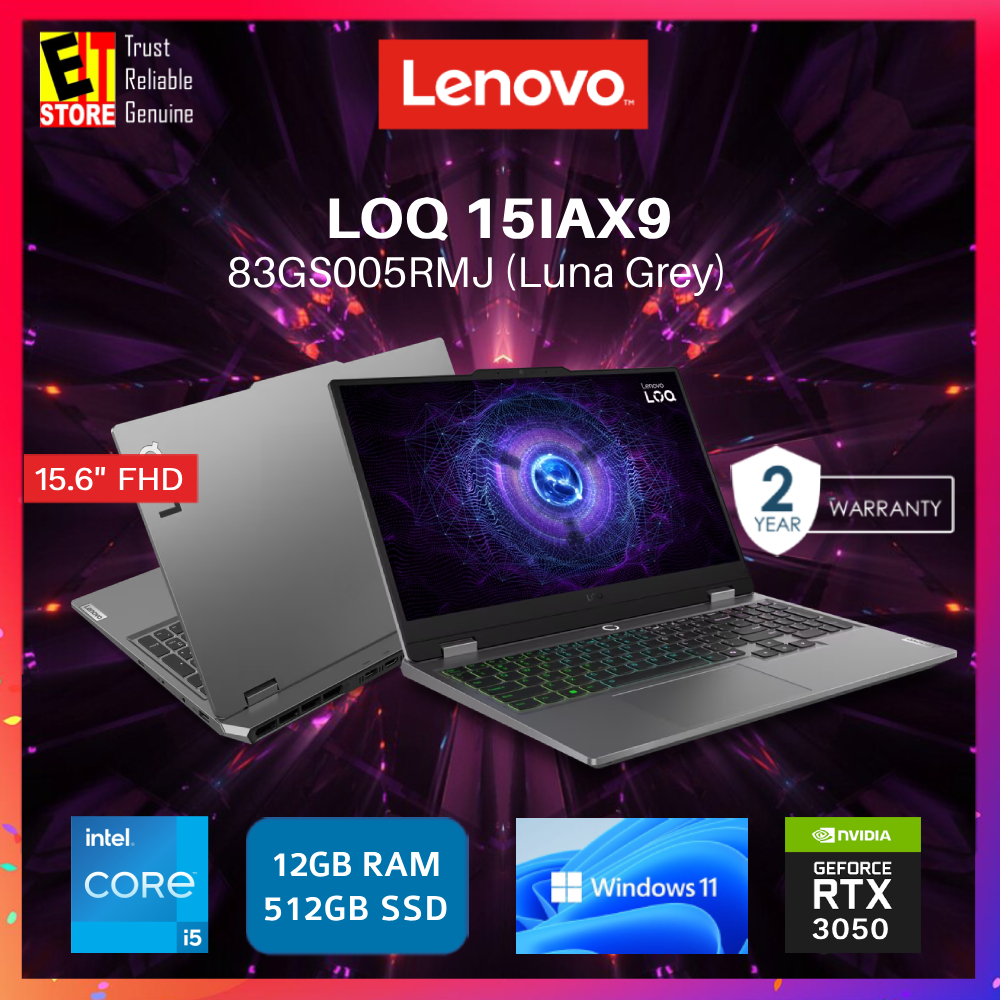 LENOVO LOQ AI GAMING LAPTOP (I5-12450HX/ 12GB DDR5/512GB/15.6 FHD 144HZ/6GB RTX3050/A1 CHIP/W11/BAG/2Y) 83GS005RMJ