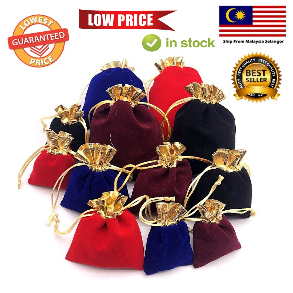 UMI Drawstring Trendy Velvet Jewelry Ornaments Lucky Storage Beam Mouth Packaging Pouch Pendulum Uncang Emas Bag Gift