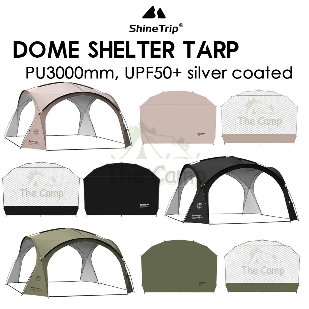 Shinetrip Dome Shelter Tarp PU3000 Silver Coated Black Optional Door Cloth Mesh Net Anti Mosquito Tent