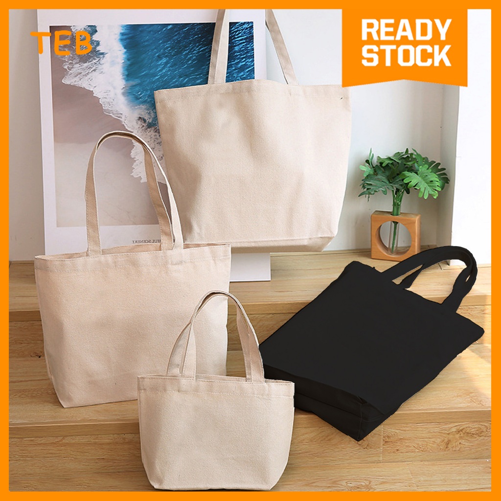 Large Capacity Shopper Bag Canvas Bag Cotton Blank DIY Shopping Eco-friendly One-Shoulder Tote Bag