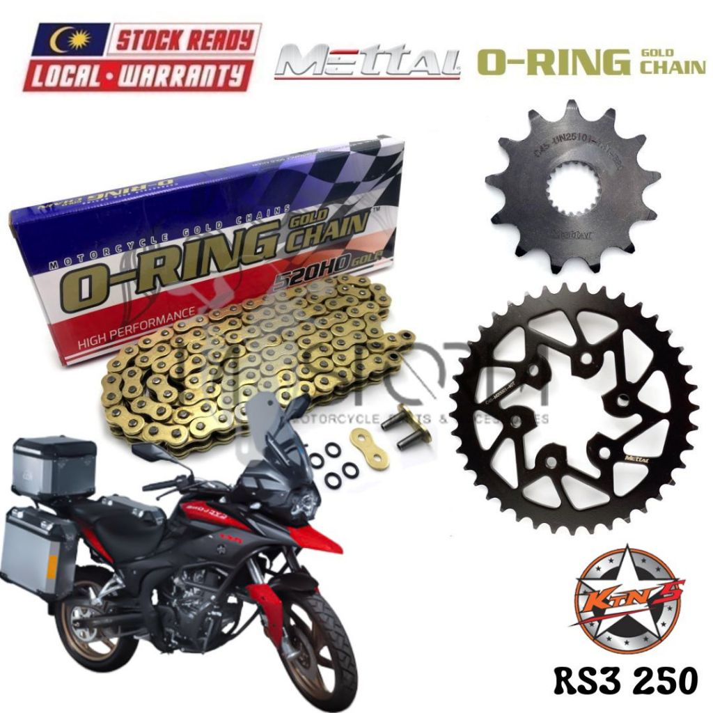 KTNS RS3 250 Full Set O-RING Gold Chain 520HO Mettal Sprocket Kit Sprocket Sets