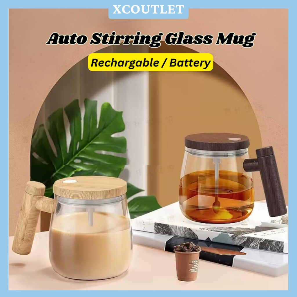 400ml Auto Self Stirring Mug Glass Mixer Rechargable Portable Battery Electic Powder Milk Coffee Tea with Handle 自动搅拌玻璃杯