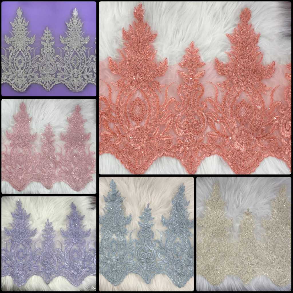 [LOCAL READY STOCK ] 13" Width (33cm lebar) border lace (1/2 Meter & 1 Meter)