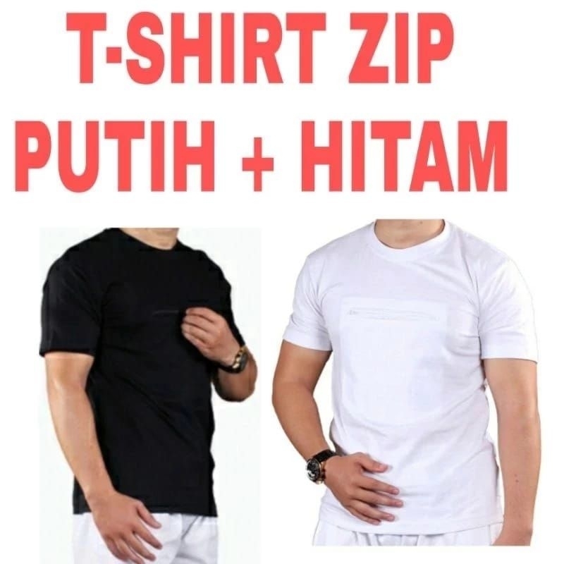 T-Shirt ZIP Baju Haji & Umrah Lelaki Berzip Baju HajiPutih Dan Hitam