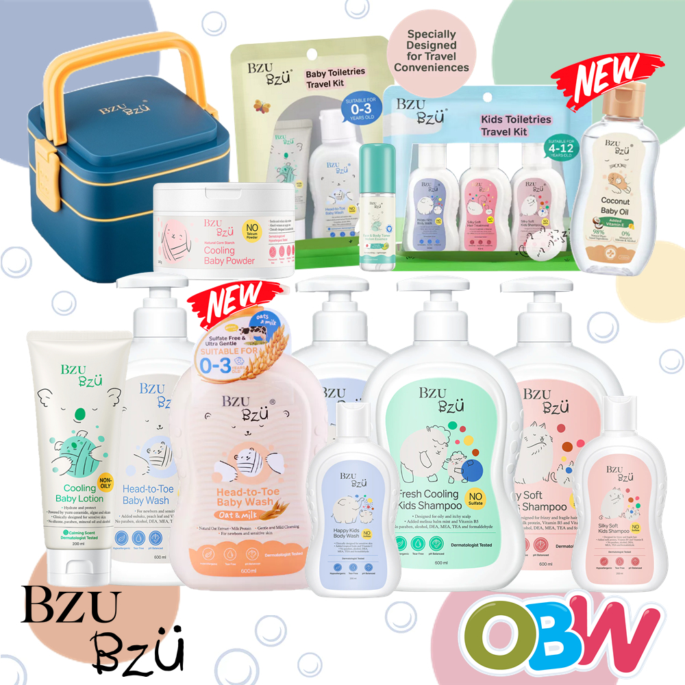 BZU BZU Head to Toe Baby Wash | Kids Shampoo | Kids Body Wash | Cooling Baby Powder with Puff | Newborn Gift Set