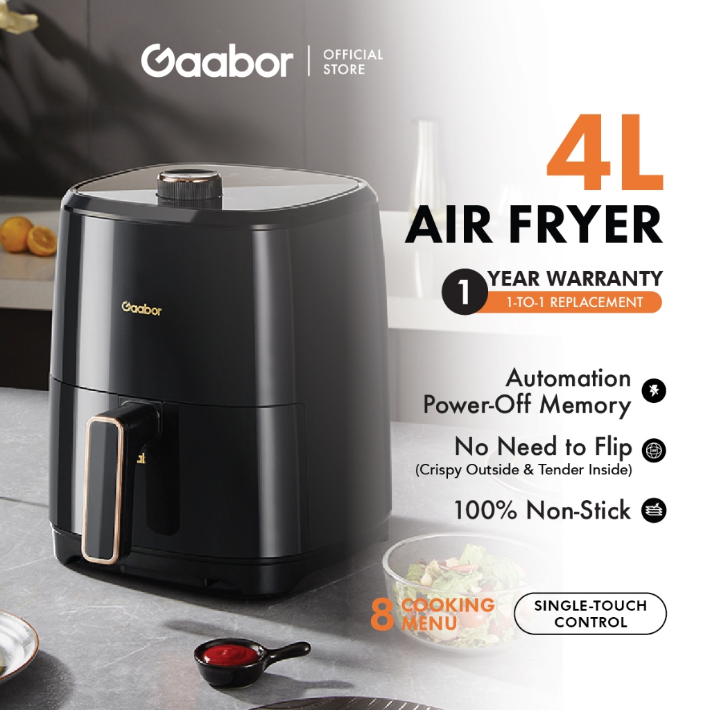 Gaabor 4L Air Fryer Oven Air Heating Low Fat 8 Menu Function Non-Stick Coating AF40M-BK03A / WH01A