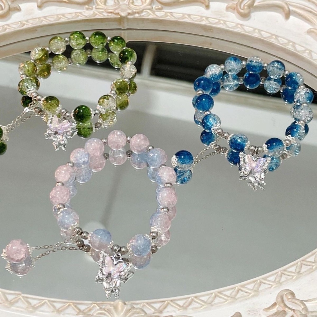 Butterfly Crystal Beads Bracelet Women Fashion Bestie Gift  蝴蝶串珠手链女闺蜜小礼物  Gelang Tangan Perempuan YWKX