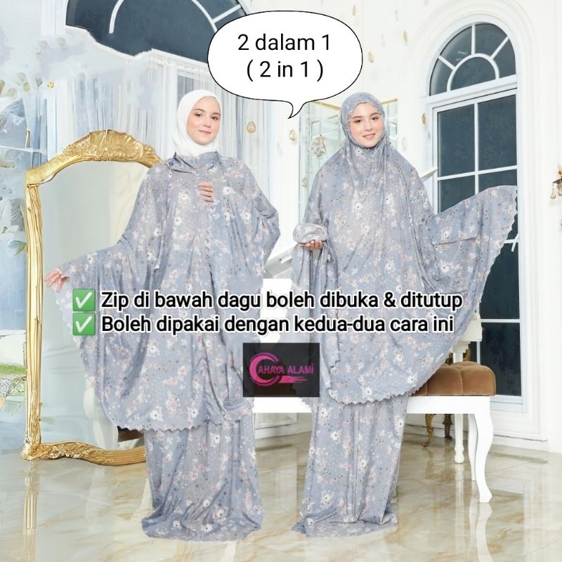 Telekung Travel 2 in 1 Parachuet Korea Super Cute Size Mukenah cahayaalami soxshopmy