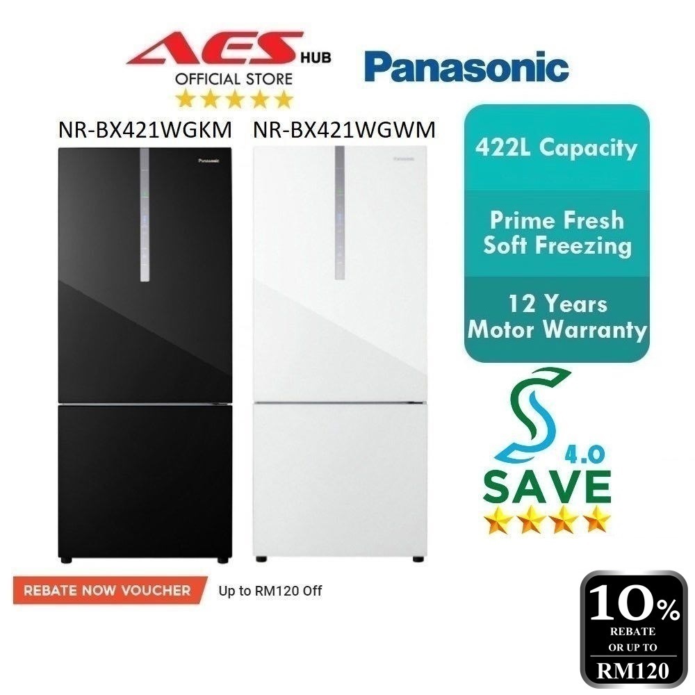 CAN SETUP Panasonic Bottom Freezer Refrigerator Inverter 422L Fridge Peti Ais 2 Pintu 冰箱 NR-BX421WGWM NR-BX421WGKM