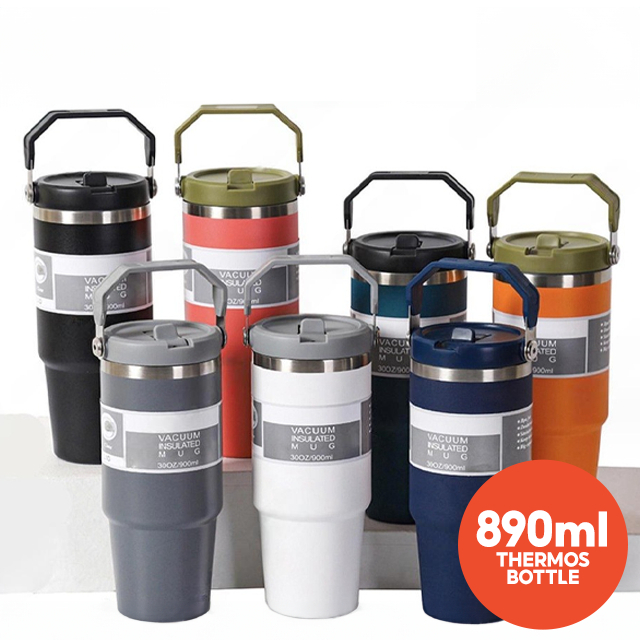 [Shopee Choice] 304 Stainless Steel Handheld Thermos Bottle Insulated Vacuum Tumbler Hot &Cold Thermos Cup Mug