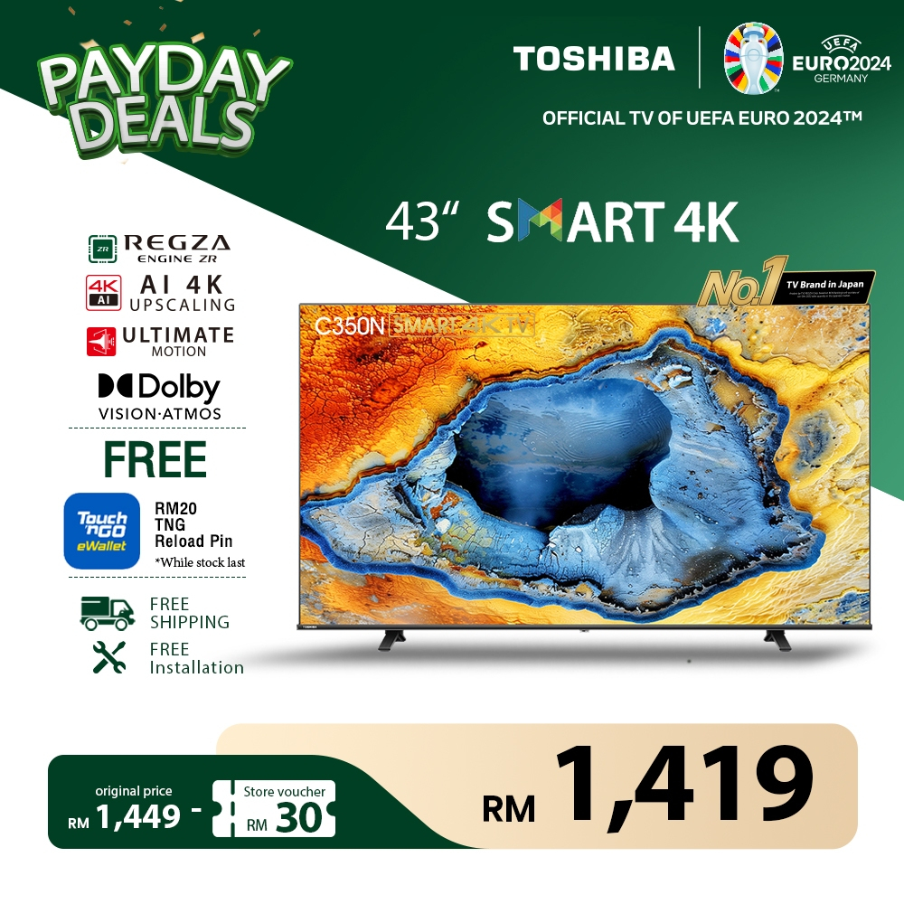 [2024 NEW] Toshiba 43" Smart 4K UHD Android Google TV / Dolby Atmos / Smart TV / Television 43C350N