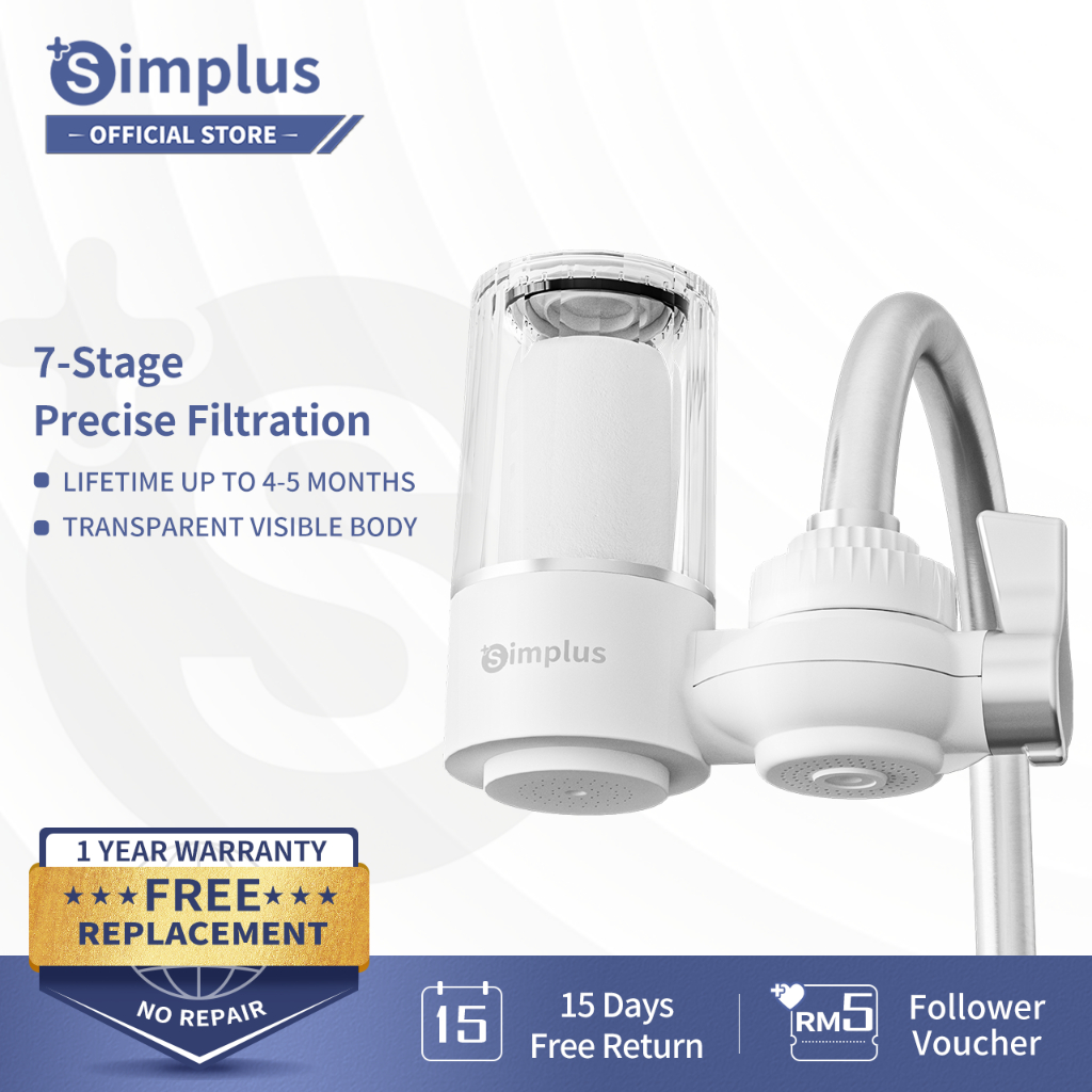 Simplus Tap Water Purifier With Washable Ceramic Filter 2L/Min Large Water Out Put 7-Layer Filtration Kran Penapis Air