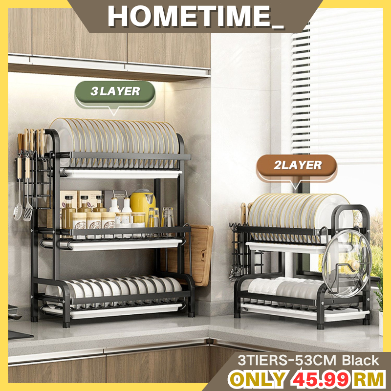 53CM Rak Pinggan Mangkuk Dish Rack Stainless Steel Rak Sinki Dapur Storage Rack Kitchen Dish Drainer Utensil Holder/B8